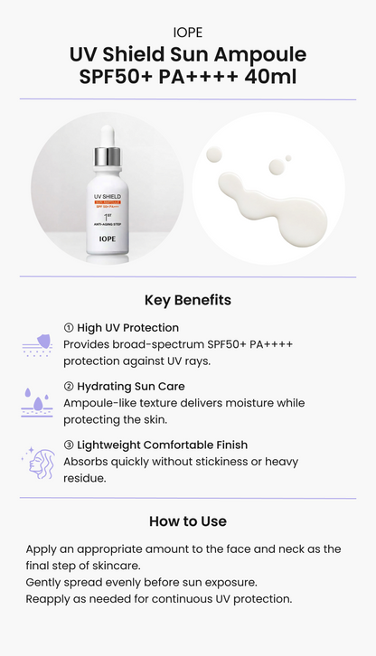 IOPE UV Shield Sun Ampoule SPF50+ PA++++ 40ml